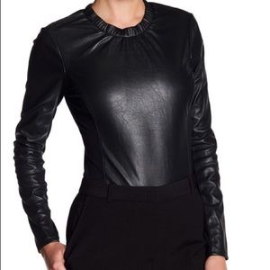 BCBG faux leather bodysuit size M